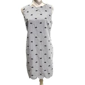 Cynthia Rowley Seersucker Bicycle Print Scalloped Edge‎ Sleeveless Dress 10